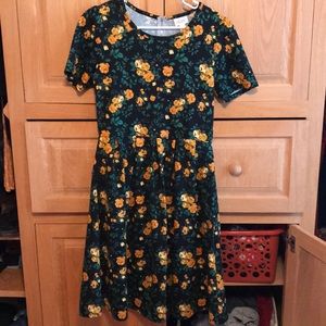 Black with green and gold flowered Amelia